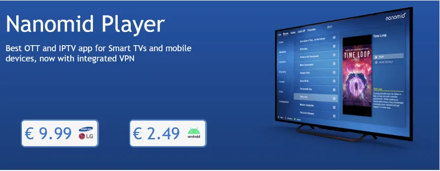 Nanomid El mejor reproductor de IPTV con VPN integrada